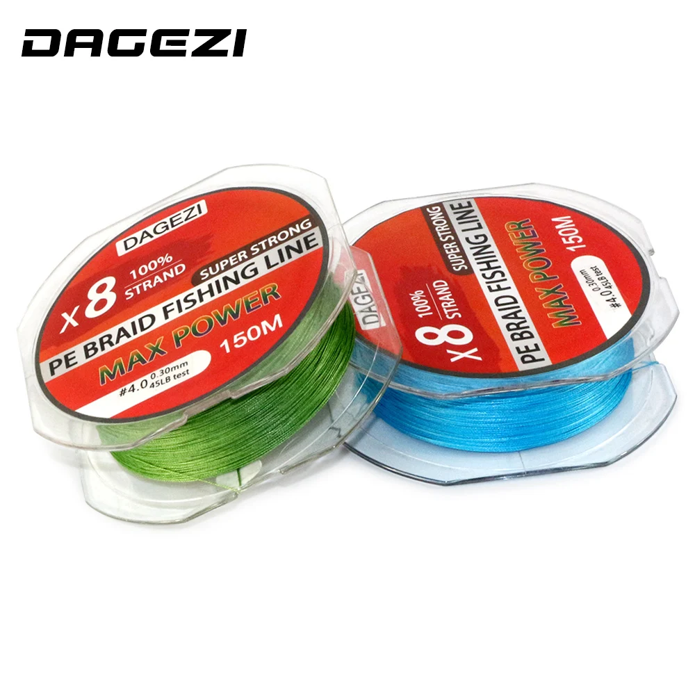 DAGEZI سوبر قوية مع هدية 8 حبلا 150 m 10-80LB العلامة التجارية خيط صنارة الصيد s 6 ألوان 100% صنارة صيد بولي ايثيلين مجدول السلس خط