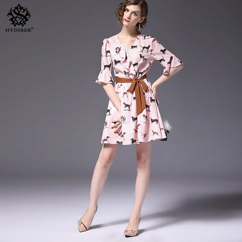 Punk Rock Street Women Dark Cartoon Dog Bone Moon Print Animal Tank Dress Gothic Summer For Female 2018 | Женская одежда