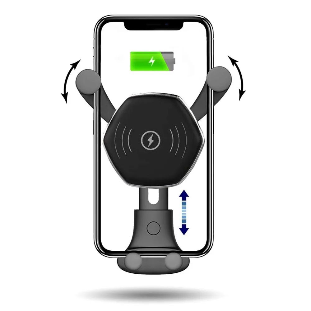 Wireless Charger Design One-Hand Operation Fast Car Charger Mount Auto-Clamping Compatible with Samsung Galaxy Qi Phones