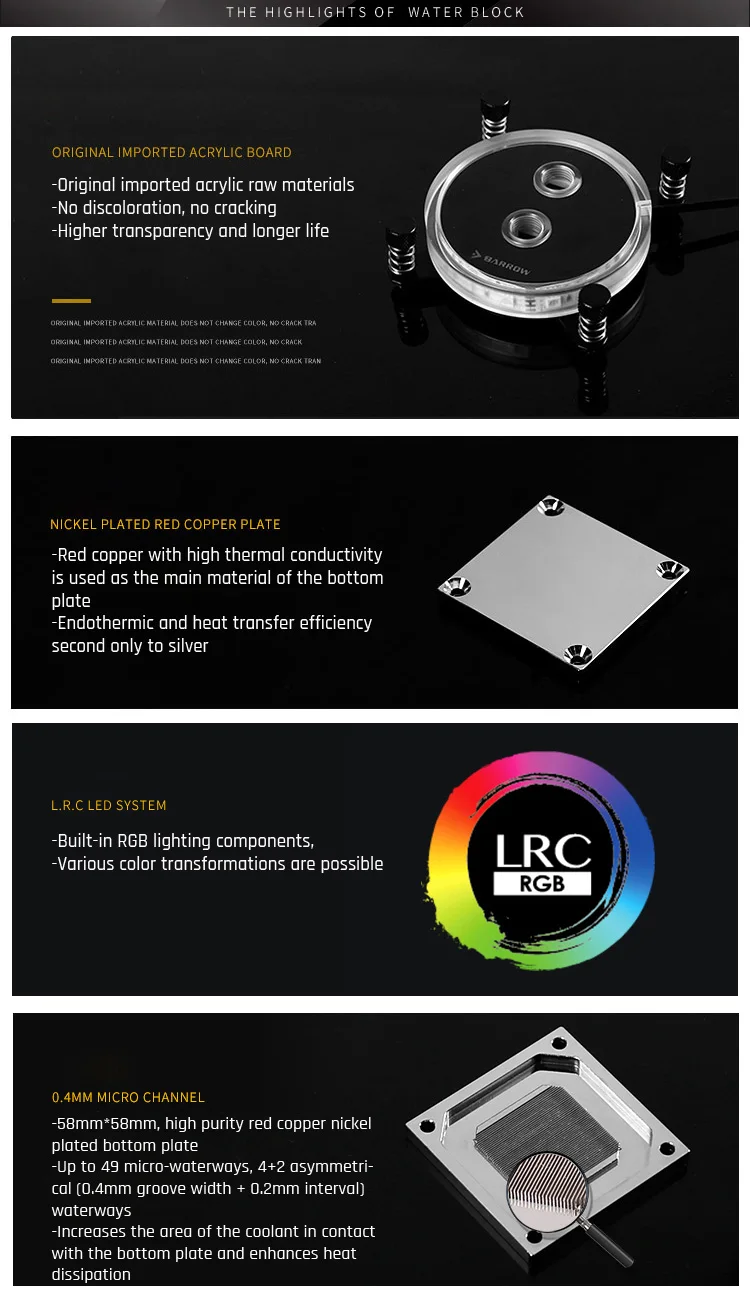 Курган LTYKBA-04N-V2, для AM4 cpu водяные блоки, LRC RGB v2 акриловый микрорежущий микроводный блок водяного охлаждения