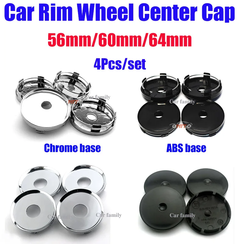 

4PCS Car Wheel Center Cap 56mm/60mm/64mm Wheel Hub Caps Rims Cover Badge Emblem For A3 A4 A6 A8 Q1 Q3 TT