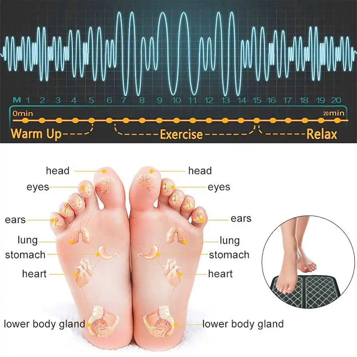 Электрический ems массажер для ног TENS массаж Иглоукалывание ног стимулятор мышц физиотерапия терапия устройство уход за здоровьем