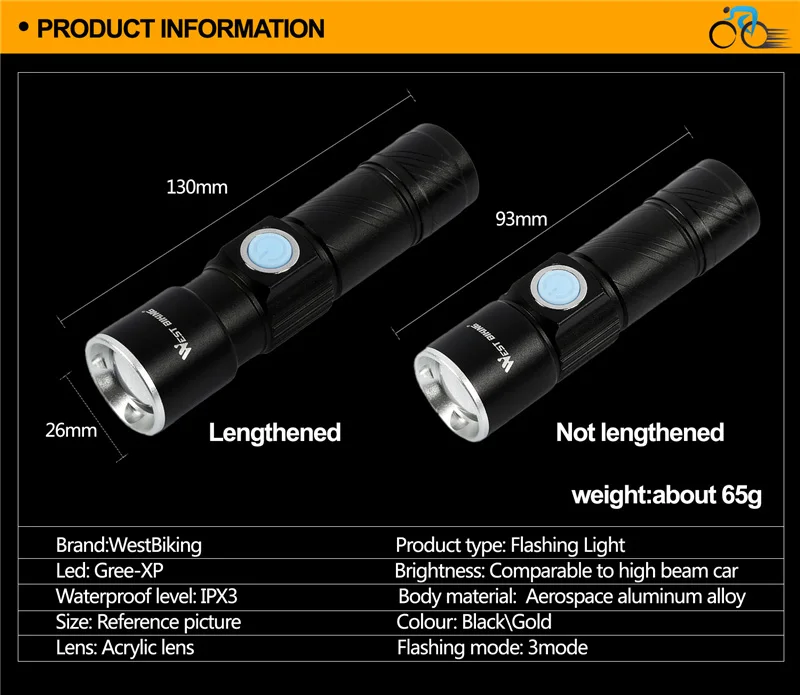 WEST BIKING велосипедный фонарь, передняя светодиодная велосипедная лампа Cree, usb зарядка, телескопический велосипедный фонарь, держатель, зажимы для руля велосипеда