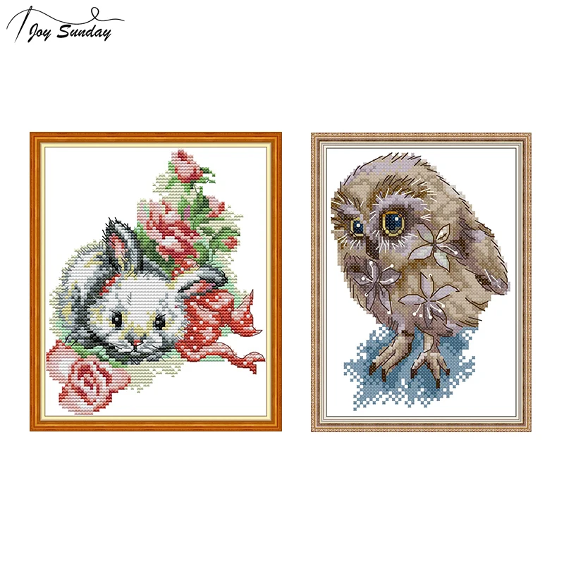 

Joy Sunday Stamped Cross Stitch Kit Beauty Owl Animal Patterns Cross Stitching Needlework DMC Embroidery Kit Aida Printed Canvas