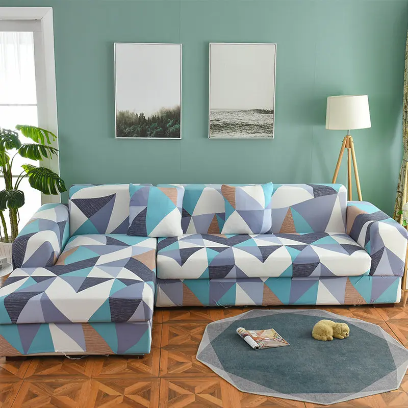 Please Order Sofa Set(2piece) If is Chaise Longue Corner Sofa Elastic Couch Cover Stretch Sofa Covers for Living Room Geometric