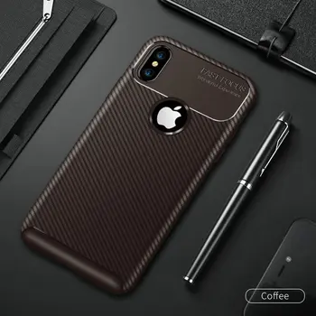 

50pcs/lot For iPhone XS MAX XR XS Soft Slim Cover Ultra Thin Anti-Shock Carbon Fiber TPU Case For iPhone 8 Plus 7 Plus 6S Plus