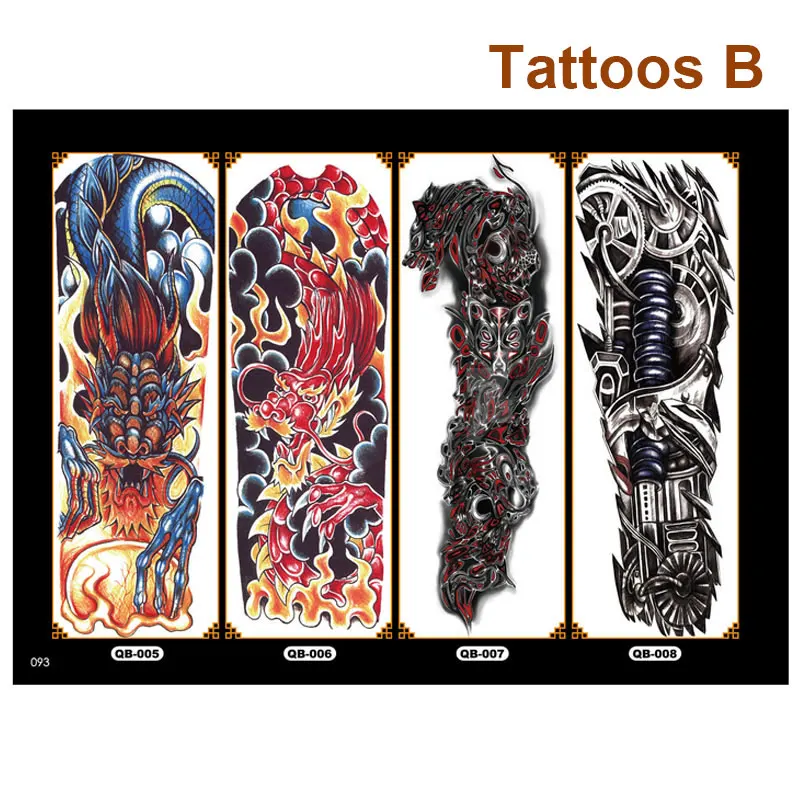 4-Piece-Body-Art-Temporary-Tattoo-Colorful-Animals-Watercolor-Painting-Drawing-Decal-Waterproof-Full-Arm-Big-Large-Fake-Tattoo-(2)