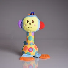Soft Animal Baby Toy Ring Bell Plush Rattle Squeaker Rod Cartoon Animal Musical Dog Plush Toy Baby Infant rattles Bed Stroller
