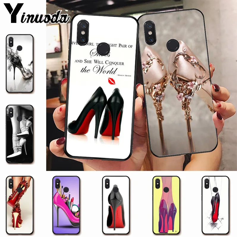 

Ynuoda red high heel shoes Adorable Colored Drawing Phone Accessories Case for xiaomi mi 8 se 6 note3 redmi 5 5plus note 5 case