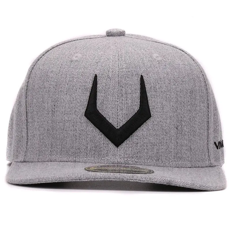 High quality grey wool snapback 3D pierced embroidery hip hop cap flat bill baseball cap for men and women - Image 2