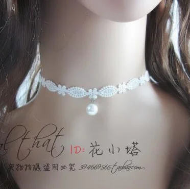 

Gorgeous elegant vintage royal bride beige pearl lace necklace collapsibility for lolita princess dress jewelry gentlewoman