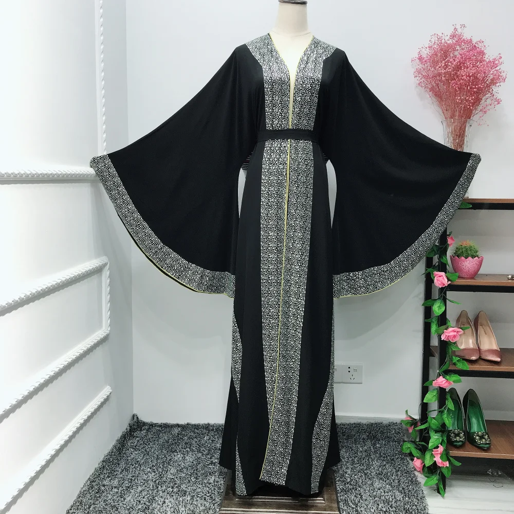 Длинные халаты Jubah Vestidos Ближний Восток Eid Рамадан исламское роскошное мусульманское платье абайя кардиган с бриллиантами элегантное