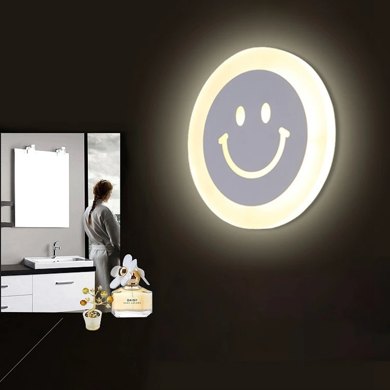 Novelty LED Smile Face Acrylic Wall Light Minimalist Children Cartoon Living Room Corridor Bed Room  Bathroom Aisle Lighting (1)