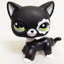 Lps настоящий редкий pet shop игрушки прекрасный Редкий черный Кот Голубые глаза белый розовый блеск котенок животные Детский подарок