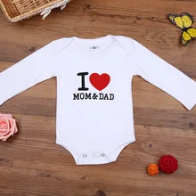 Детский hooyi Боди для малышей I LOVE MOM& DAD белый мальчик комбинезон Bebies костюм хлопок комбинезоны одежда для новорожденных
