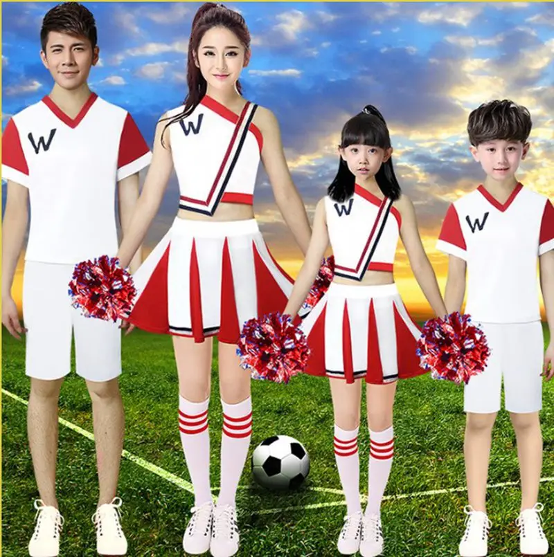 جودة عالية! الكبار النساء المشجع ازياء مرحلة أداء أزياء رقص الاطفال الفتيات الكتف معطلة زي مدرسي تنورة