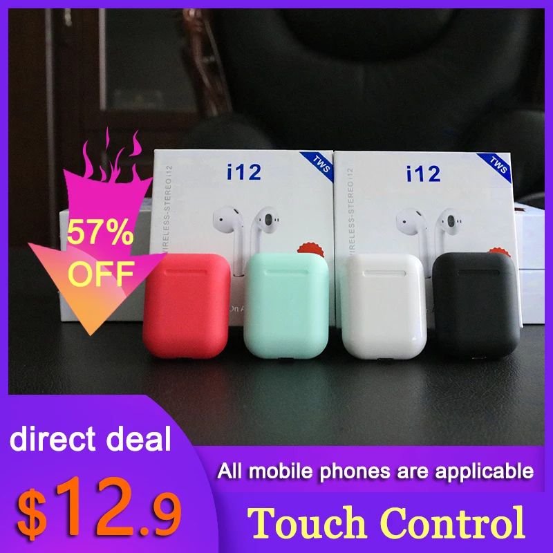 

I12 Touch Control Mini 1:1 Pods bluetooth headset wireless Bluetooth 5.0 wireless headphones Pk I7 I10 Tws for IOS Smart Phone