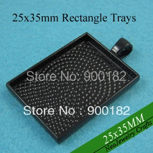 

25x35mm Black Blank Pendant Trays, Blank Pendant Settings, Bezel Pendant Blanks For Stones, Glass and Resin