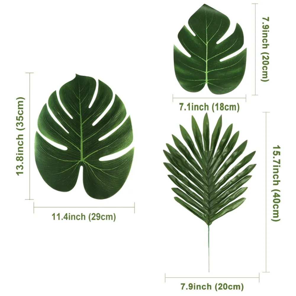 OurWarm 12 шт. вечерние принадлежности джунгли искусственные тропические Пальмовые Листья черепаха лист Гавайский Luau пляж тема вечерние украшения стола