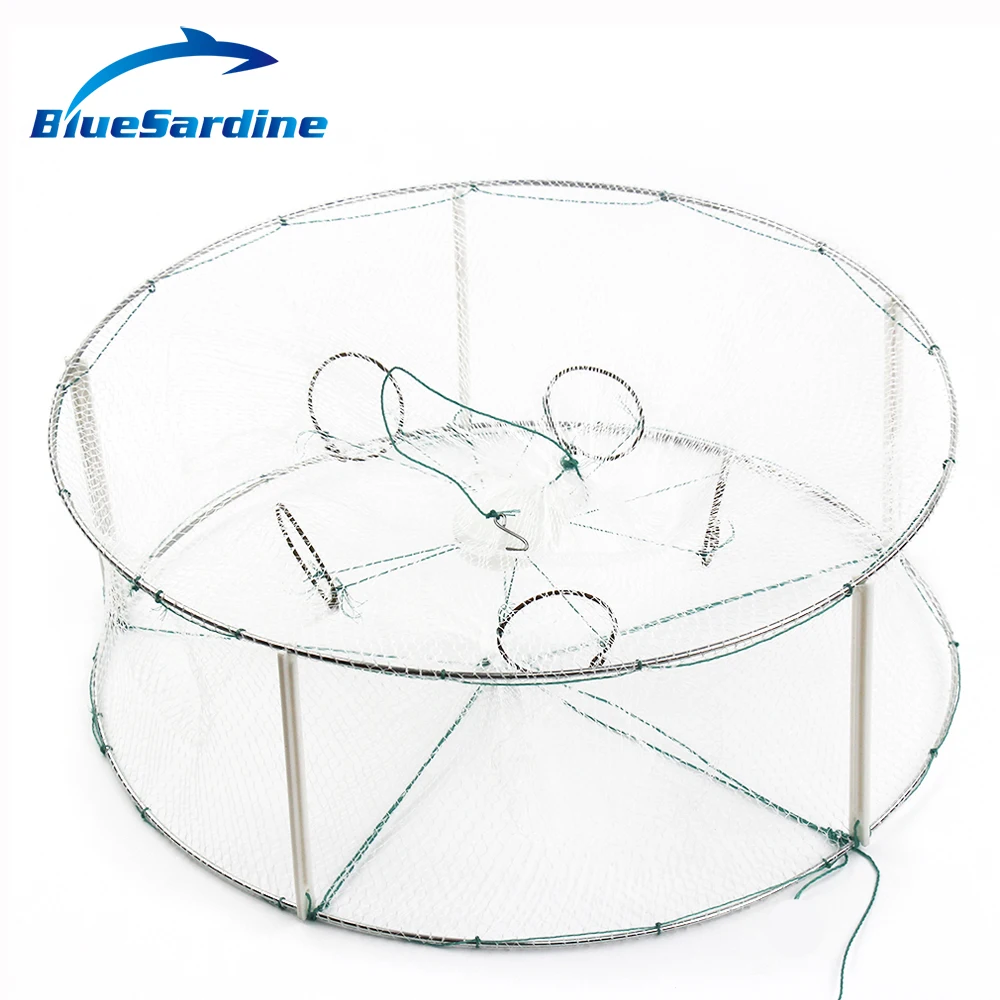 

BlueSardine Small Round Fishing Net Nylon Cage Trap Shrimp Net Handmade 5 holes Fish Trap 30cm * 30cm * 12cm