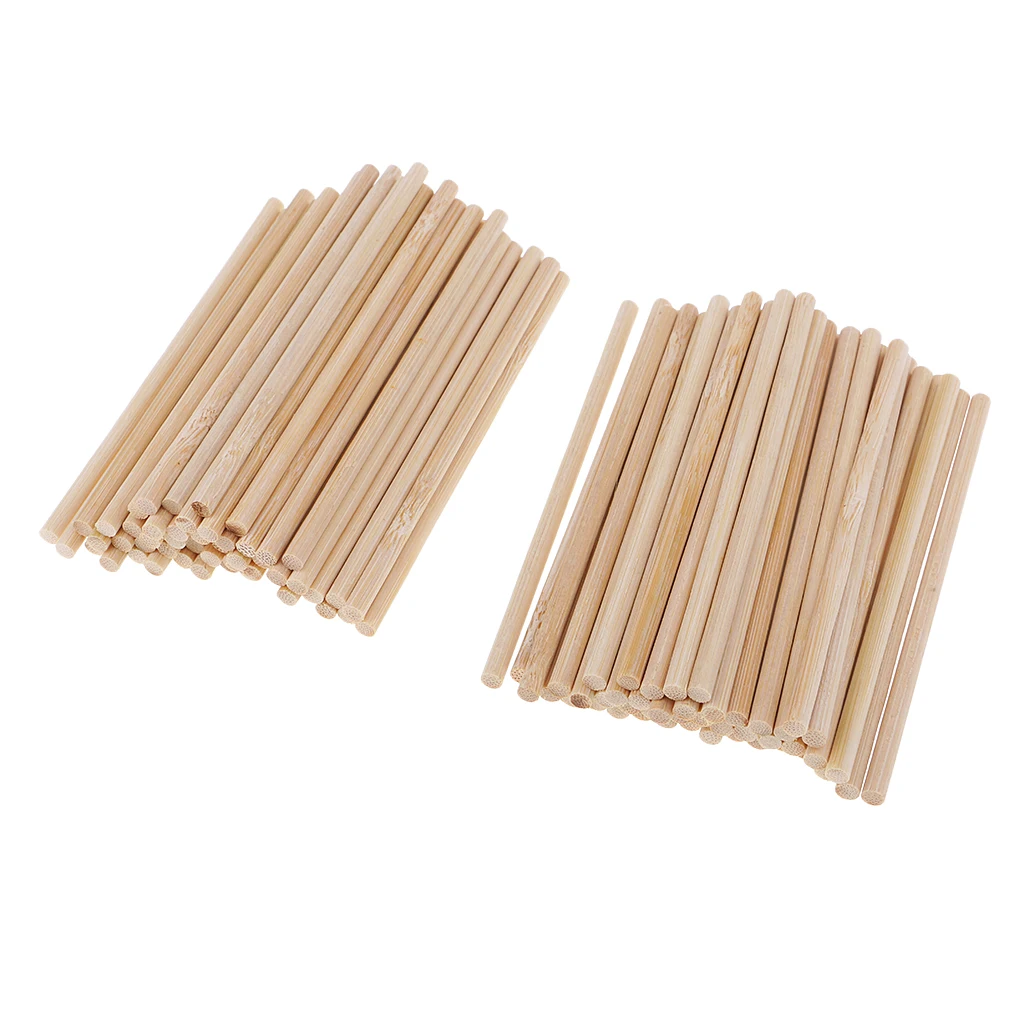 Round Blank Unfinished Bamboo Wood Wooden Lolly Lollipop Stick Dowel Rod Pole for Woodcraft Hobbies DIY Craft