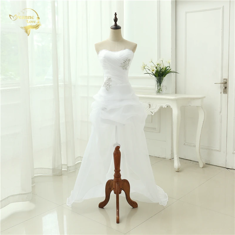 Vestido De Noiva новая блестящая органза для женщин невесты Милая Бисероплетение спереди короткая сзади длинная белая цвета слоновой кости свадебные платья OC3399