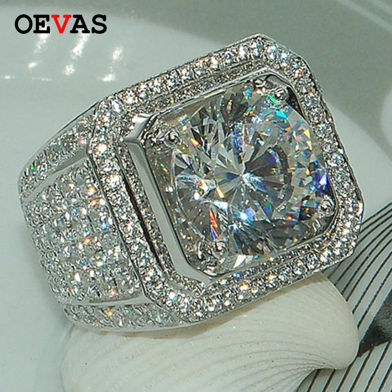 

European and American fashion ring New domineering men's Full AAA CZ Big stone party rings hip hop jewelry bague homme bijoux
