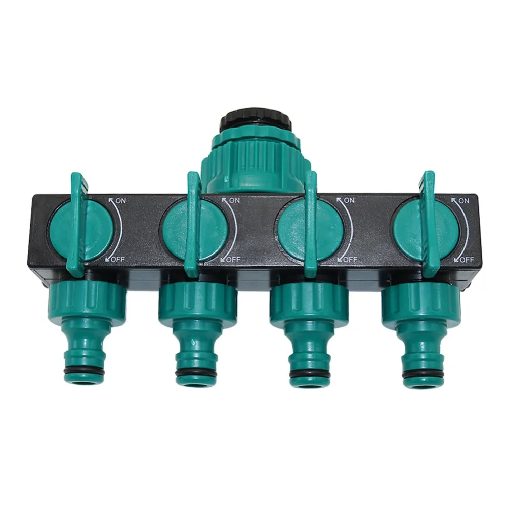 Garden Irrigation Splitter 4-Way Water Splitters 1" to 3/4" to 1/2" Thread European Standard Thread Garden Irrigation Watering Connector Fittings Valve