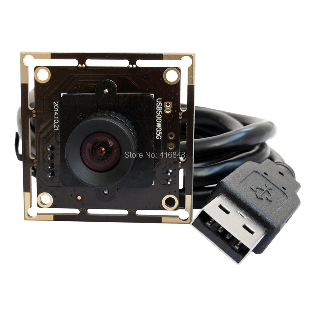 5MP 2592X1944 PCB Board Aptina MI5100 Color CMOS Sensor 100 degree no distortion lens USB Camera Module USB2.0 interface | Безопасность