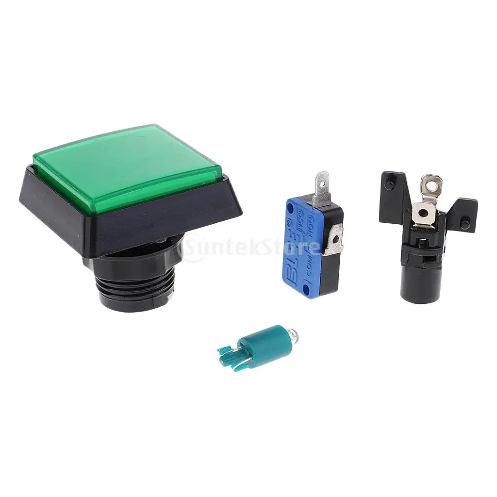 Rectangle Arcade Game Machine Push Button w/ 12V led lamp illuminated 5x5cm