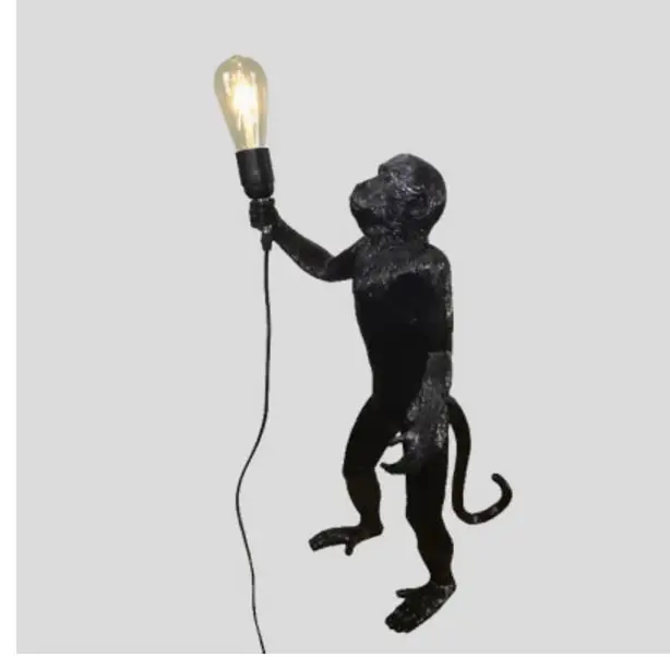 Resin Black White Monkey Pendant Light For Living Room Lamps Art Parlor Study Room Led Lights lustre With E27 Dimming Led Bulb