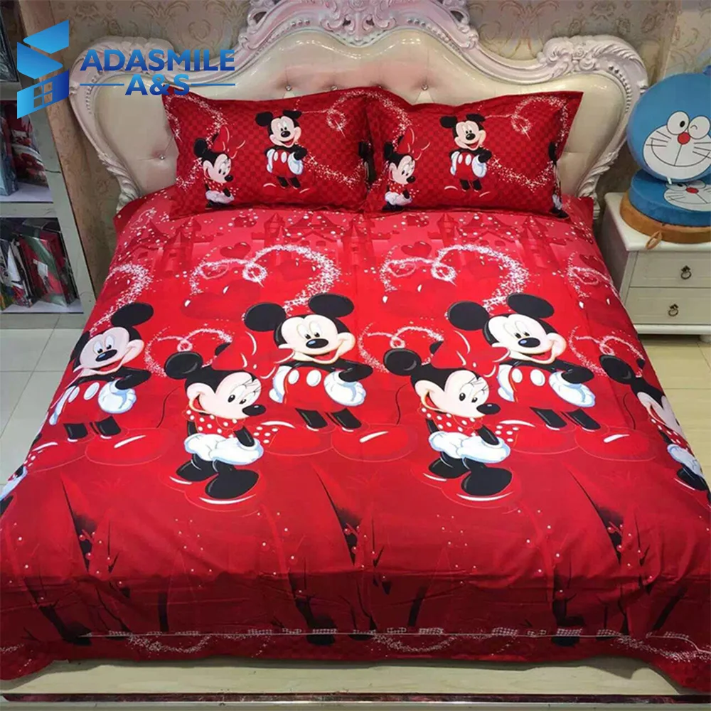 3D Disney Red Mickey Mouse Cotton Bedding Set Duvet Cover Quilt Cover Pillowcase