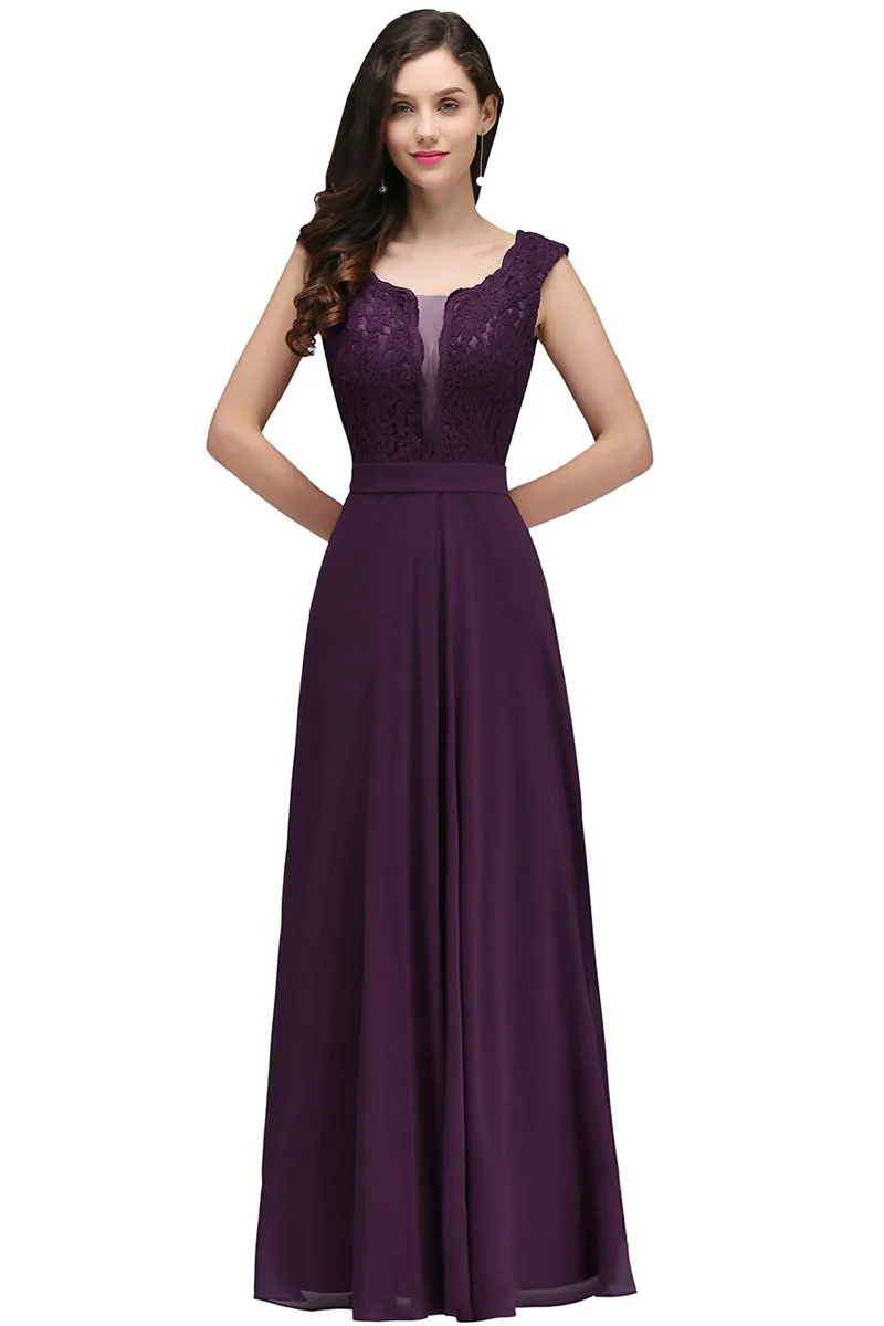 Бургундское шифоновое длинное платье для выпускного вечера с глубоким вырезом без рукавов платье для выпускного вечера Vestidos de gala - Цвет: grape