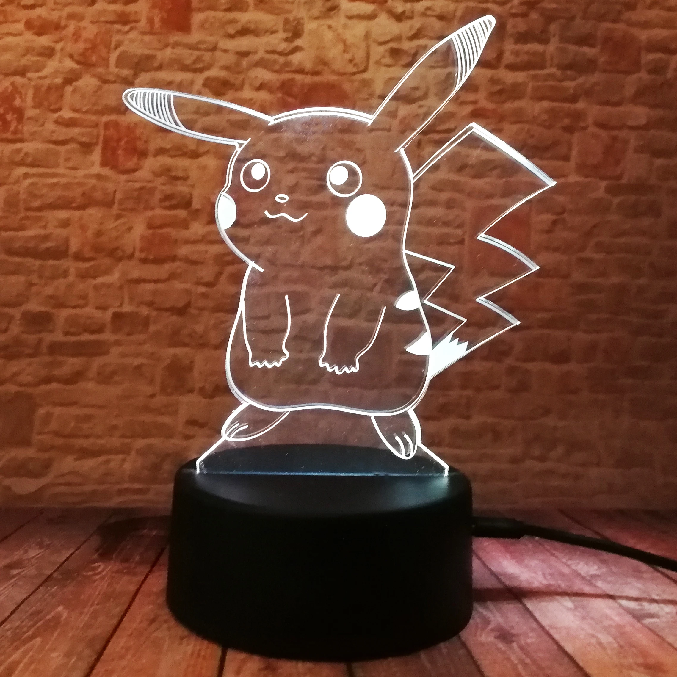  Hot Pokemon Go Action Figure 3D Atmosphere Illusion Night Light Pikachu Bedroom Kids Gift Creative  - 32779928533