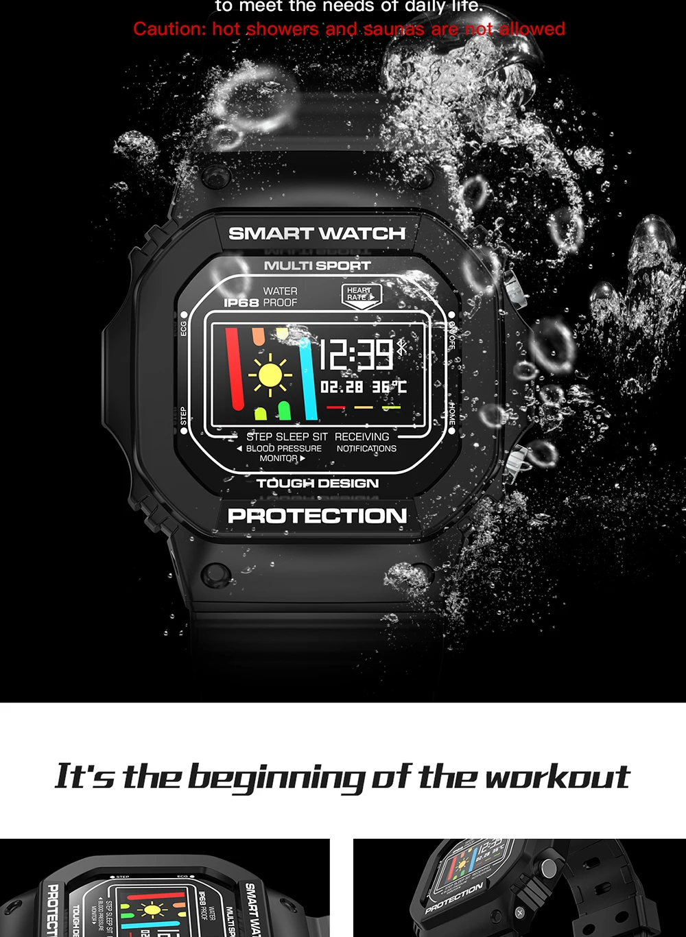 Imosi X12 Smart Watch for Men Women With Blood Pressure Heart Rate Monitor IP68 Waterproof Smartwatch compatible Android IOS