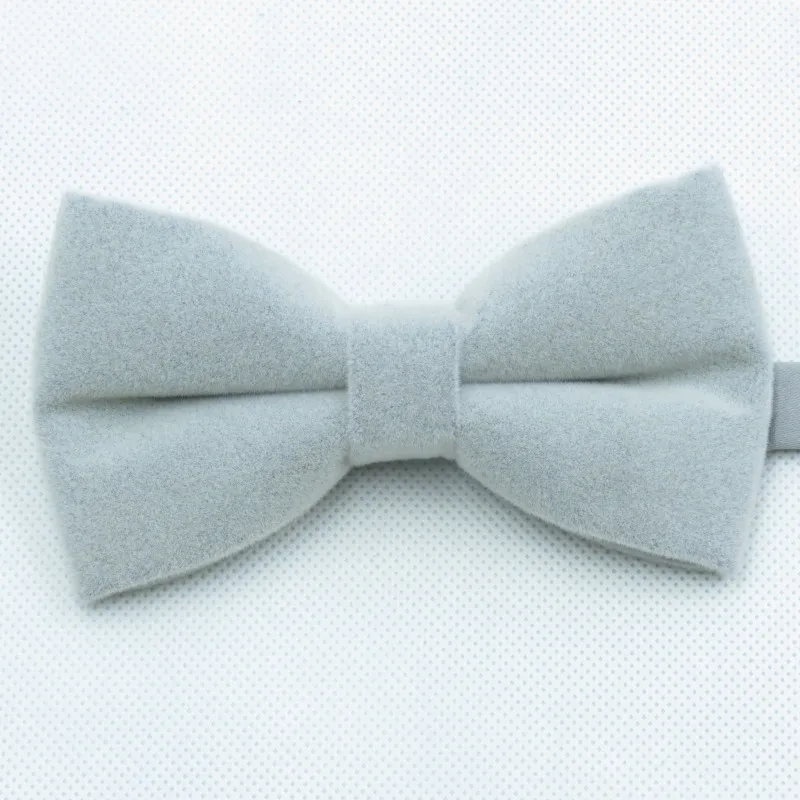 Много цветов можно выбрать для мужских галстуков, однотонное бархатное бантик для модных взрослых качественный галстук-бабочка - Цвет: light grey