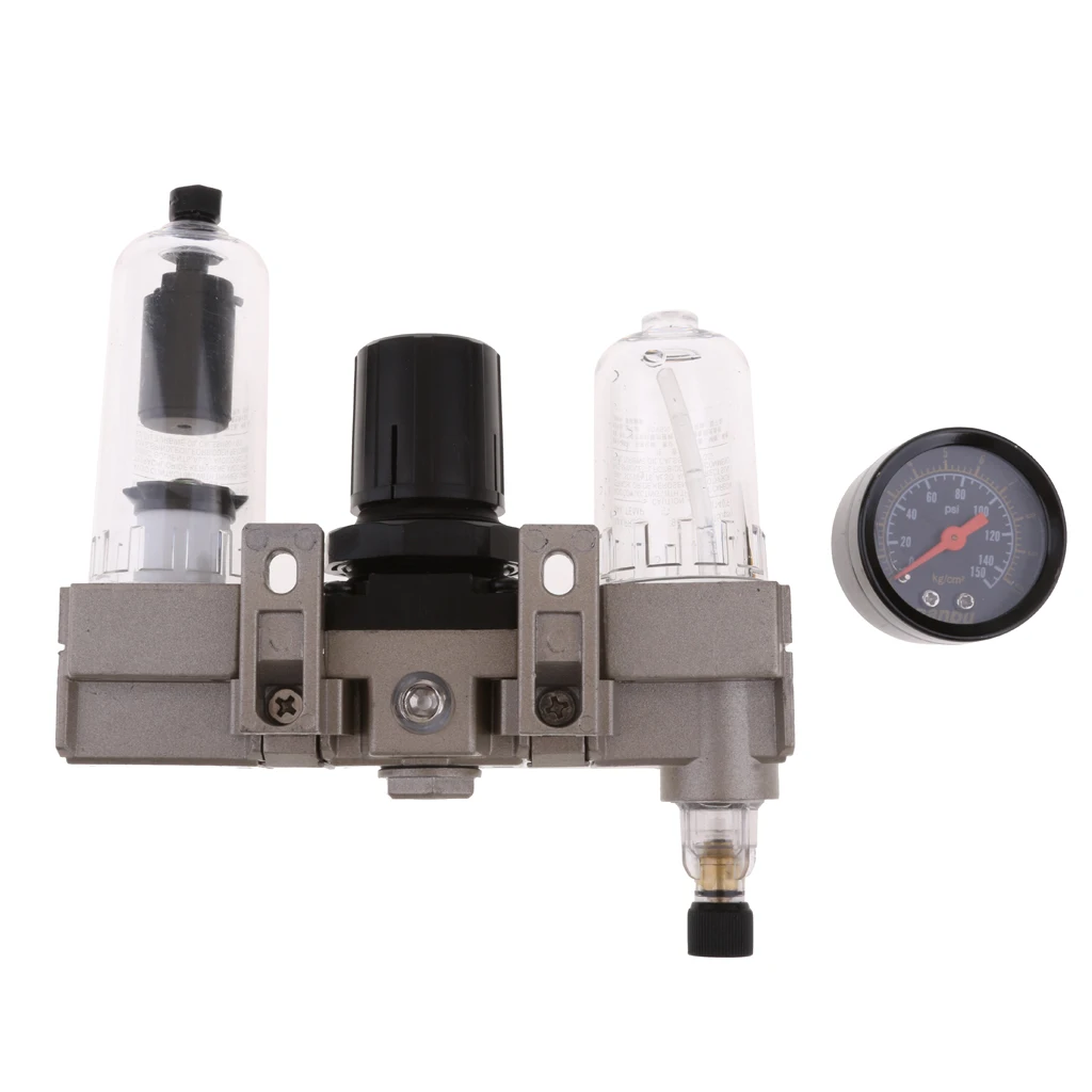 

1/4" Pneumatic Parts Air Source Treatment Unit Pressure Regulator Oil/Water Separator
