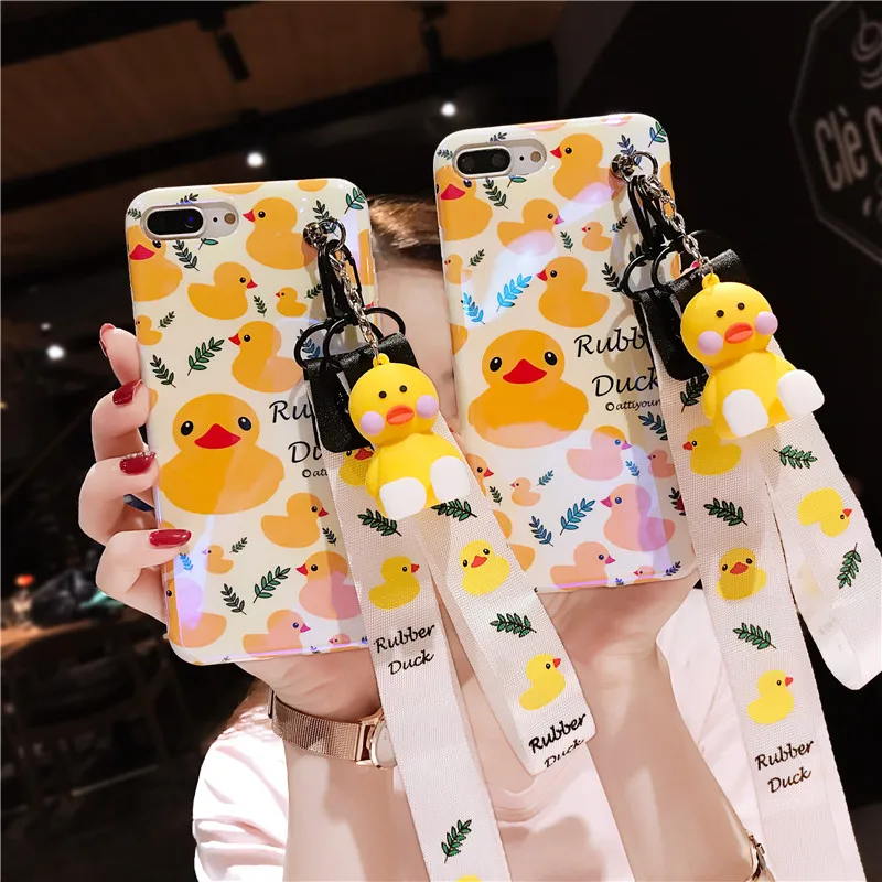 For Huawei P20 3D Cartoon Yellow Duck case Cute Soft back cover huawei pro / P10 mate10 honor 10 + toy +StrapS |