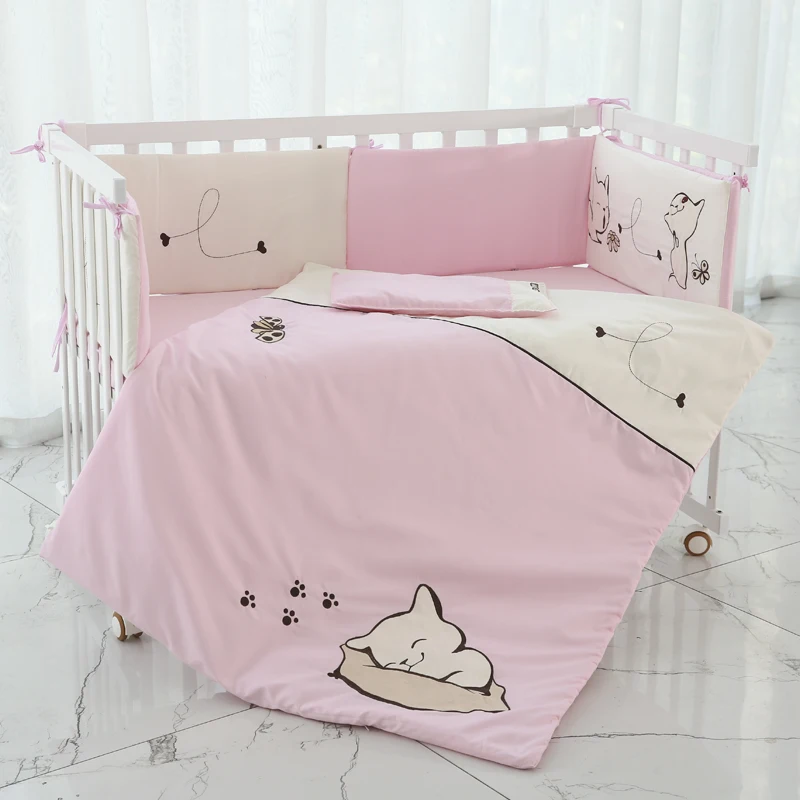 100 cotton filling baby bedding set 7 pcs soft breathable peach skin