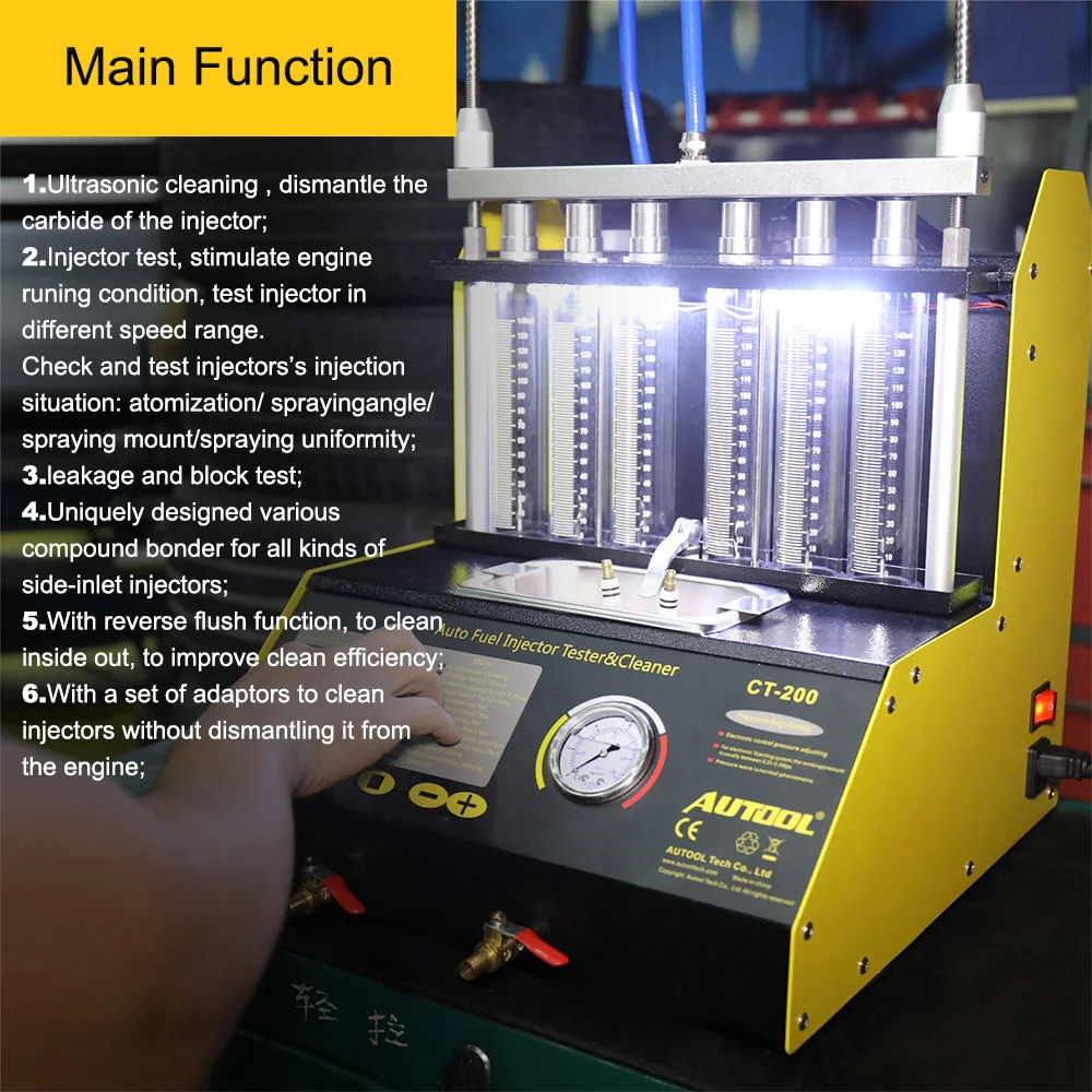 AUTOOL CT200 Авто инжектор топлива очиститель тестер для бензина 6/4 цилиндр мотоцикла 220/110 В лучше, чем CNC602A