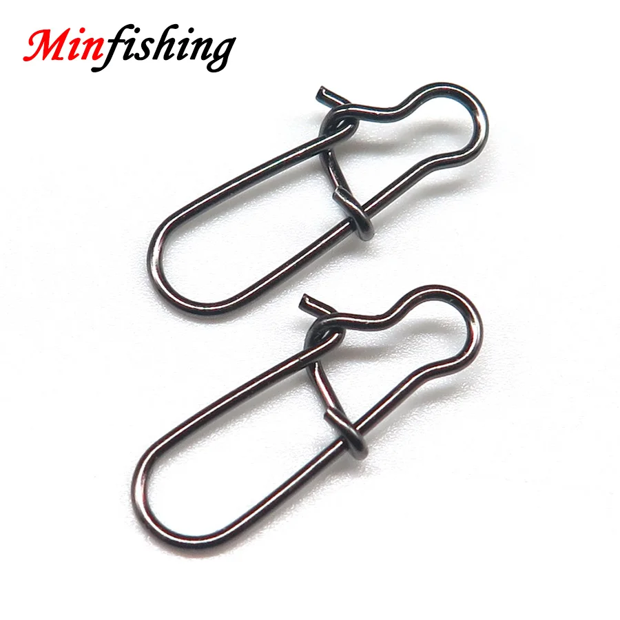 

Minfishing 25~50 PCS Fishing Pin Hook Clips Connector Snaps Safety lock Fishing Swivel Snaps Size 0, 2, 4, 6 Fishing Hooks