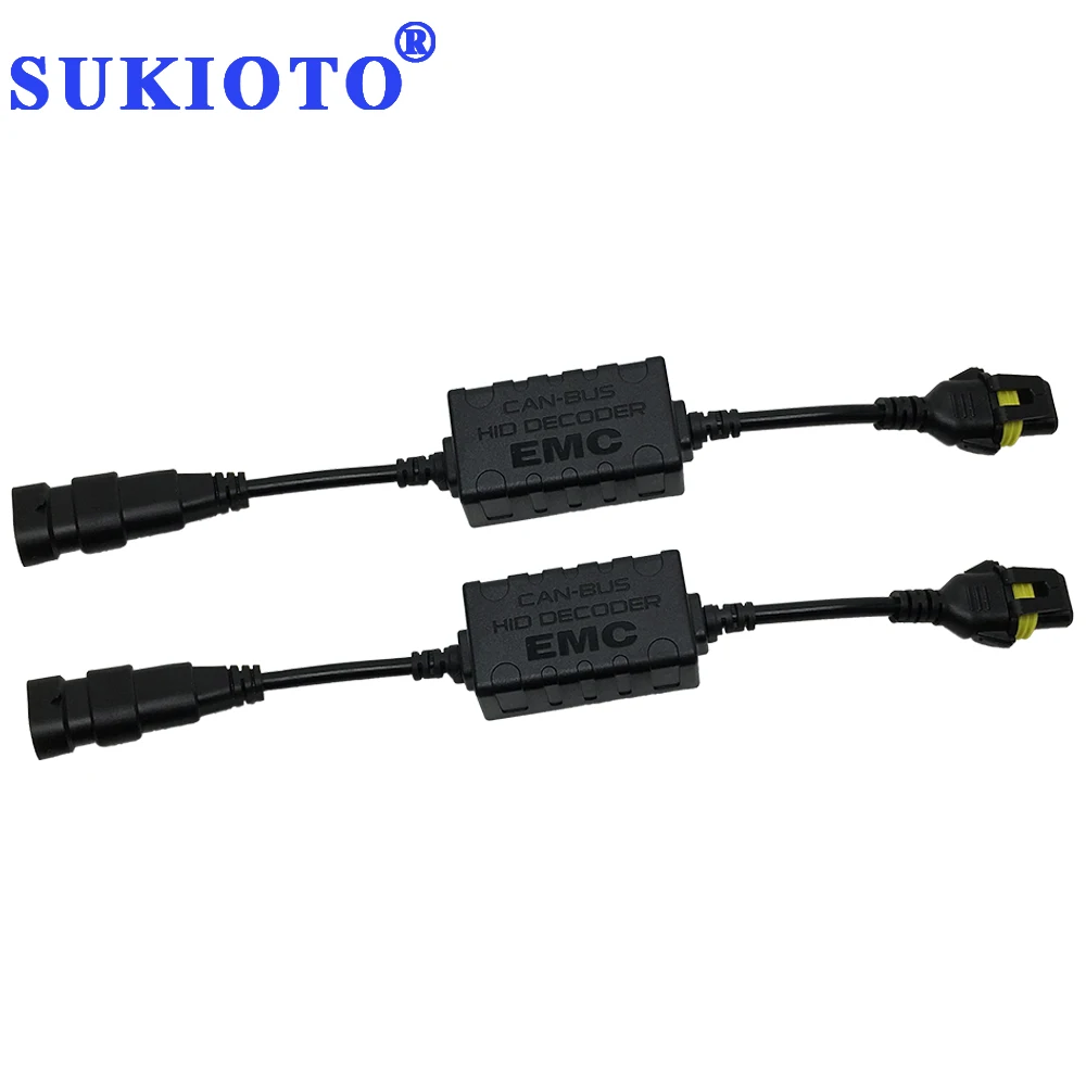SUKIOTO HID Ballast Decoder EMC Ballast Error Canceller Wires Harness Canbus Ballast 9005 9006 H11 Igniter Warning Canceller  (3)