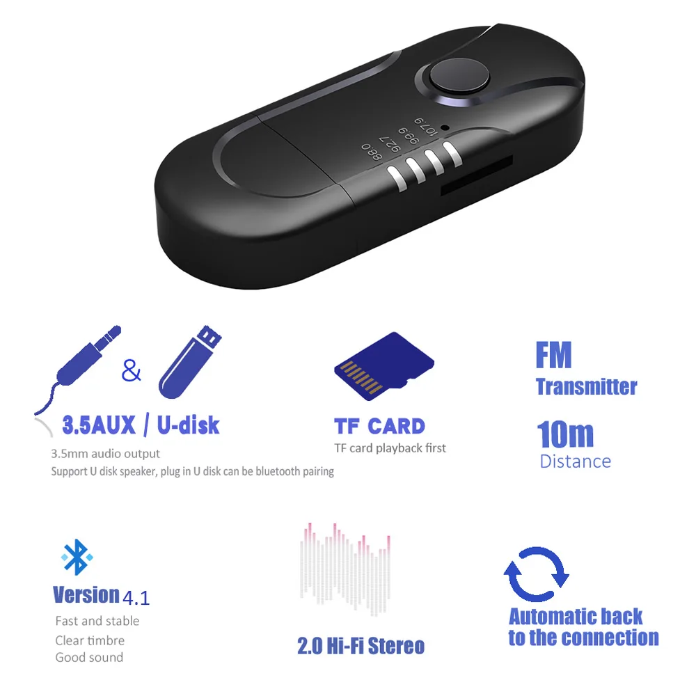 Автомобильный Bluetooth приемник 3.5aux/USB двойной выход Hands-Free 3,5 мм Aux беспроводной музыкальный аудио приемник адаптер передатчик