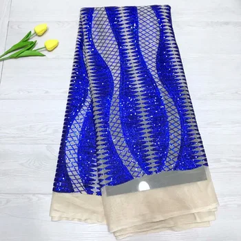 

2019 Latest French Nigerian Lace Fabric High Quality Velvet Sequins Tulle African Lace Fabric Wedding African French Tulle Lace