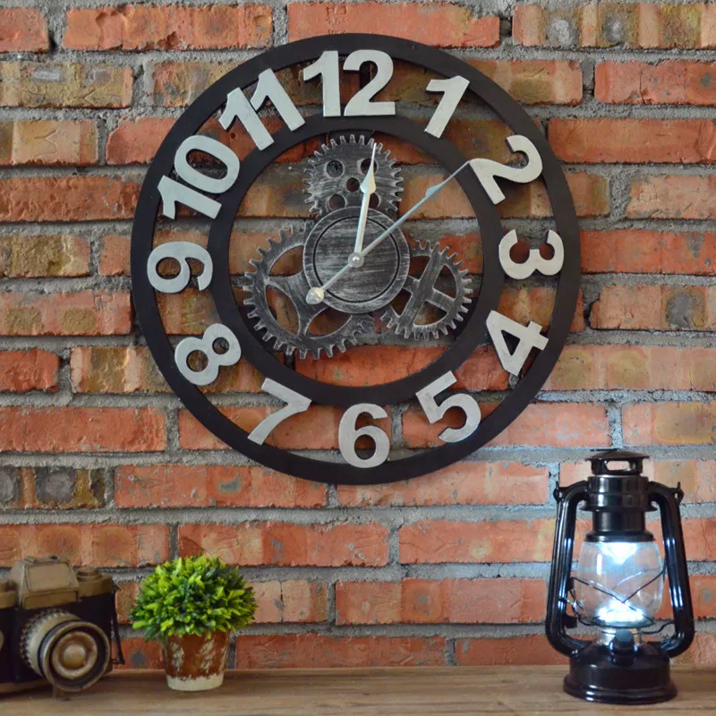 LOFT industrial gear Home Furnishing wind watches creative decorative wall clock bar Cafe Retro