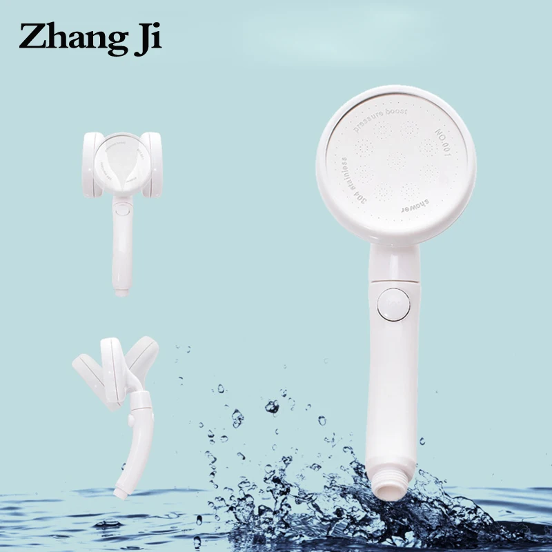 

ZhangJi High Pressure Large Panel 360° Rotating Shower Head Stop Button Shower Head Handheld Detachable Water Saving Shower Head