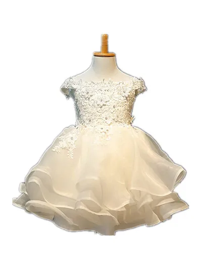 BABY WOW Baby Clothes 1 Year Birthday Dress Ivory Christening Gowns vestido Batizado Wedding Flower Girls