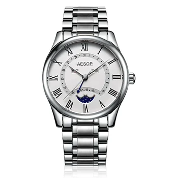 

AESOP Quartz Watch Multi-Function Chronograph Complete Calendar Moon Phase Waterproof Stainless Luxury Relojes Para Hombre
