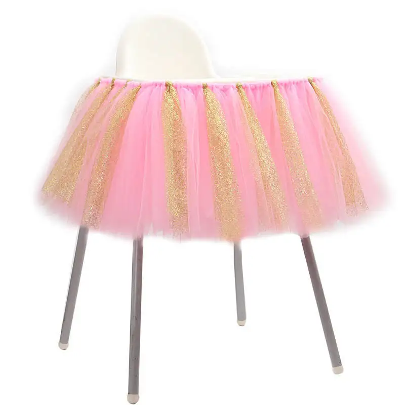 Party Supplies Tulle Tutu Skirt High Chair Decor Baby Shower Home