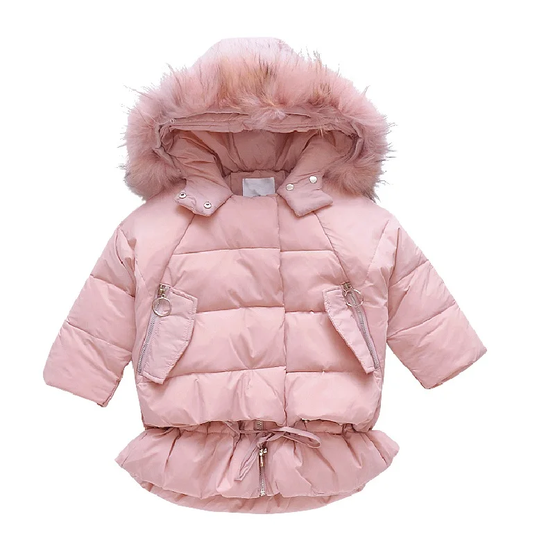 Baby Parkas Coats For Girls Clothing Thick Fur Collar Winter Jackets 2 3 4 5 6 7 8 9 10 11 12